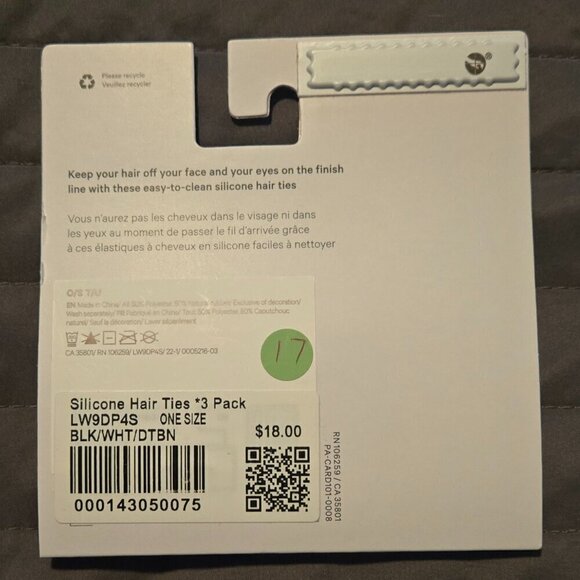 NWT Lululemon Silicone Hair Ties *3 Pack - Black/White/Dark Brown - Picture 2 of 2